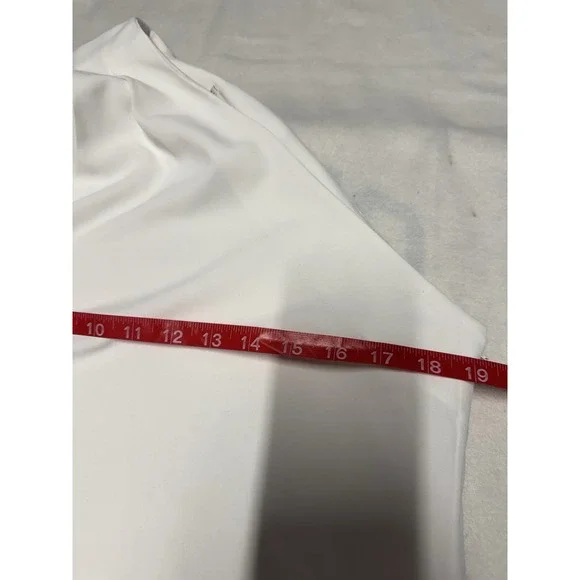 Alice + Olivia Womens 6 Melina One Shoulder Shift Dress White Asymmetrical Class - Picture 5 of 8